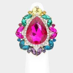 Multi crystal fashion ring